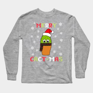 Merry Cact Mas - Cute Cactus With Christmas Scarf Long Sleeve T-Shirt